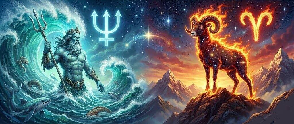 Neptun în Berbec - întânirea dintre zeul oceanelor și războinicul animal al energiei începuturilor