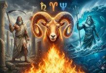 Conjuncția Saturn-Neptun în Berbec (2026): startul unei noi paradigme colective Ilustrație astrologică a conjuncției Saturn Neptun în Berbec, cu simbolurile planetare și temele transformării colective